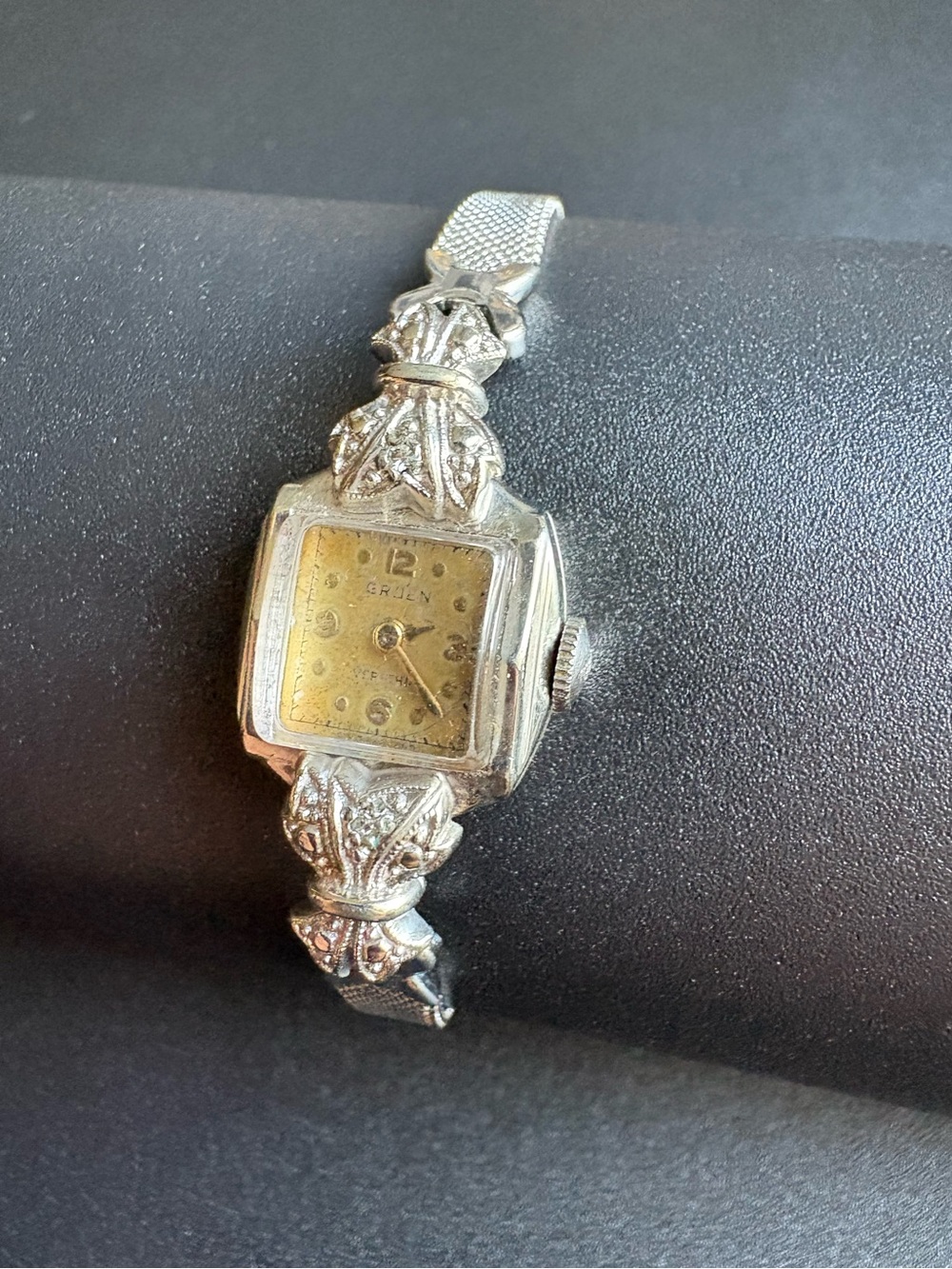 Vintage Gruen Women's White Gold Filled Bracelet Watch - Silver